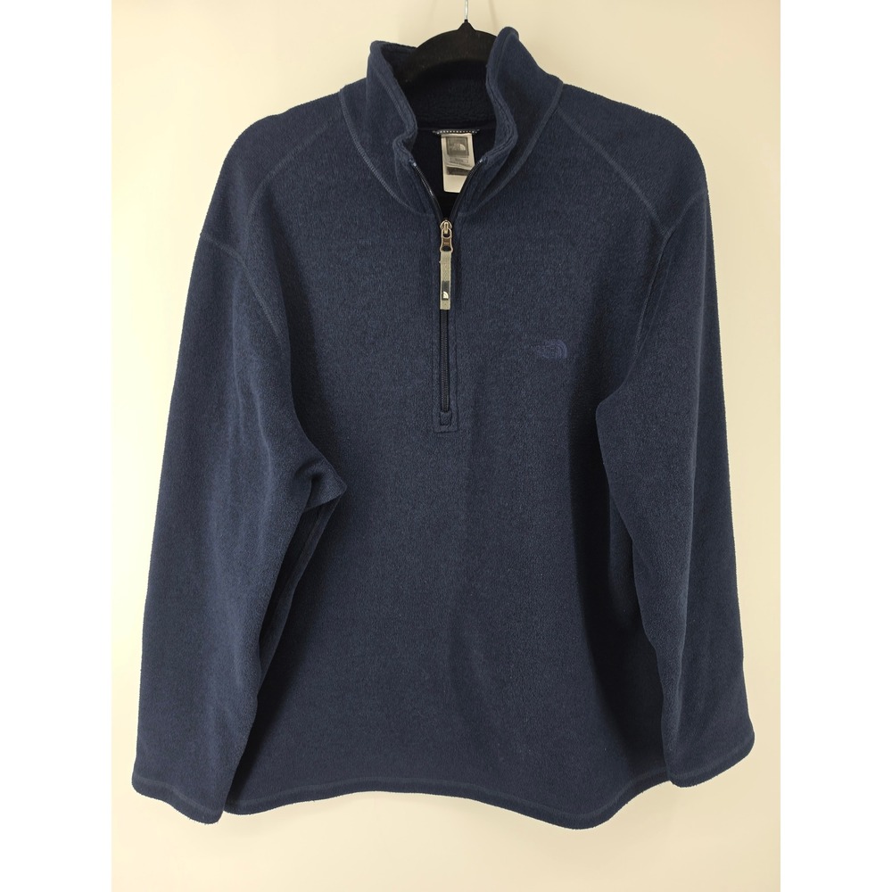 The North Face Mens TKA 100 Quarter Zip Fleece Pullover Navy Blue XL AJHS